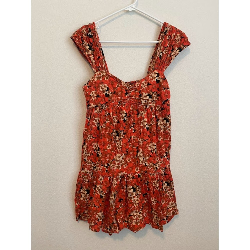 Free People Linen Blend Pattern Play Mini Dress S View 5